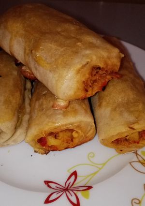 A picture of Baked homemade fish roll.