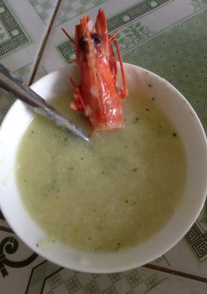 Hình của món Cháo tôm rau cải.