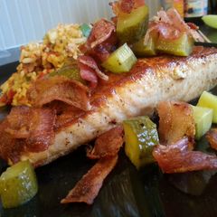 A picture of Quick 'n easy Bacon fried Salmon!.