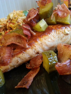 A picture of Quick 'n easy Bacon fried Salmon!.