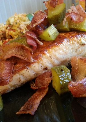 A picture of Quick 'n easy Bacon fried Salmon!.