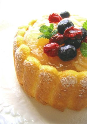 A picture of Charlotte-Style Pear Mousse Cake.