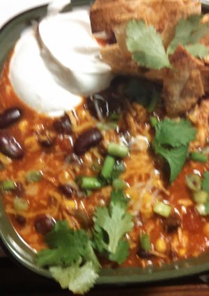 A picture of Chicken taco soup.