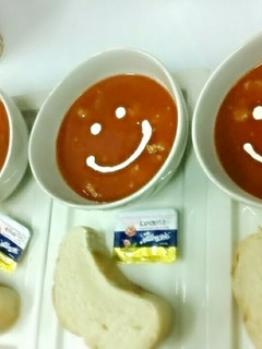 A picture of Kanya's Smiley Fresh Tomato Soup.