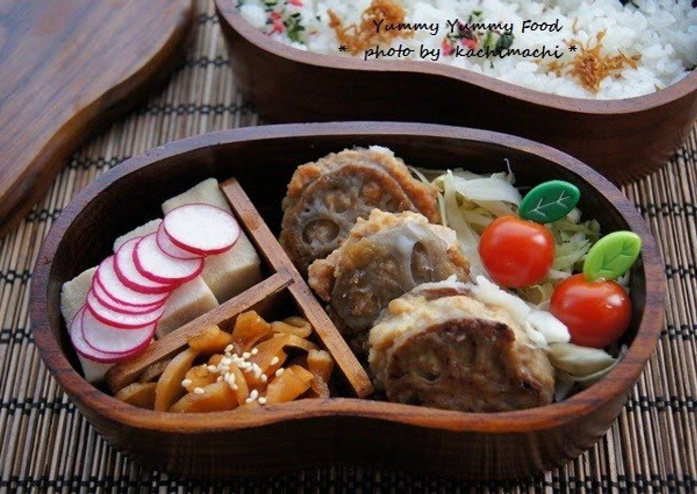 Deep Fried Sandwiched Lotus Root and Chicken Bento