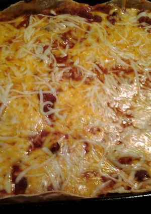 A picture of Skunks chili lasagne.