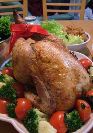A picture of Roast Chicken for Christmas.