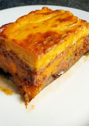 A picture of Moussaka without Oil or Frying – with Grilled Vegetables.