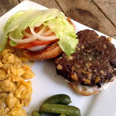 A picture of Smoked Gouda Grilled Burgers.