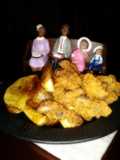 Southern fried livers n gizzard w/garden green onion pot wedges