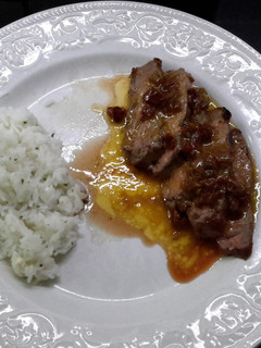 A picture of Chipotle Flank Steak with rice.