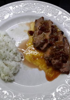 A picture of Chipotle Flank Steak with rice.