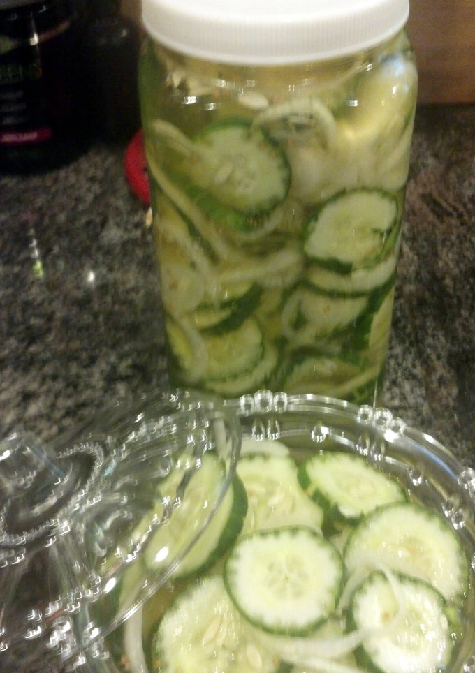 A picture of Crisp Refrigerator Cucumber Slices.
