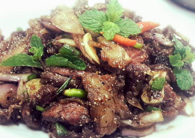 Nuae Namtok or  Thai Spicy Grilled Beef Salad