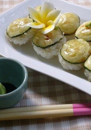 A picture of Vegetarian Zucchini Sushi.