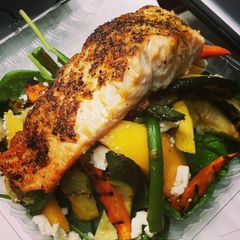 A picture of Christi's Green Tea Honey Crusted Salmon.