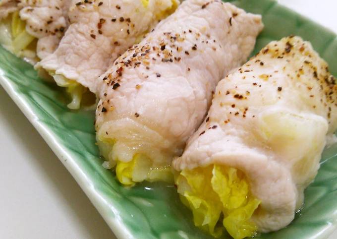 Recipe of Super Quick Homemade For an Appetizer or Bento Dish Wasabi & Cheese Chinese Cabbage Meat Rolls