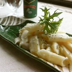 Rich Cream Penne with Soy Milk & Pre-Cut Cheese A picture of Rich Cream Penne with Soy Milk & Pre-Cut Cheese.