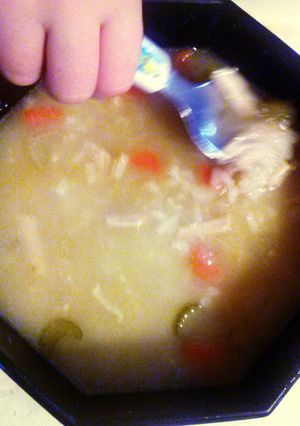 A picture of momma's Turkey and rice soup.