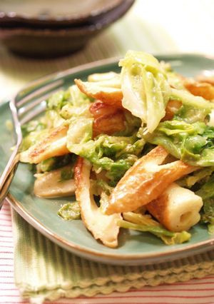 A picture of Chikuwa and Cabbage Mayonnaise and Curry Stir Fry.