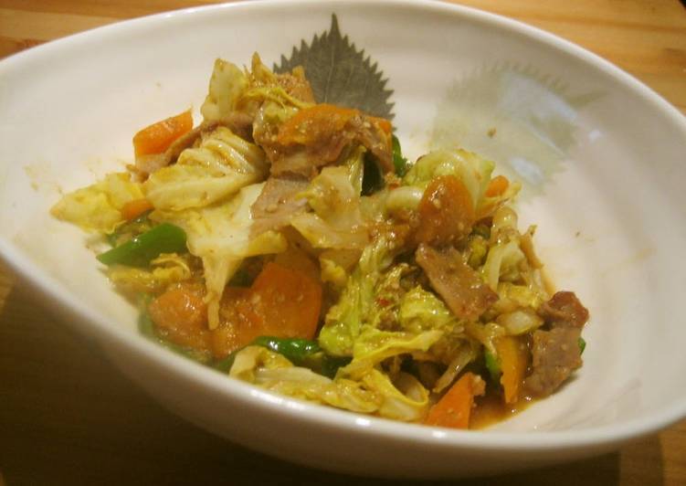Recipe of Super Quick Homemade Pan Fried Cabbage with Sesame and Miso Sauce