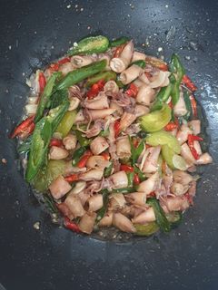 Foto resep Tumis cumi asin cabe hijau