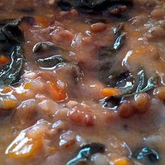 A picture of Rustic Sausage, Lentil and Swiss Chard Sauce.