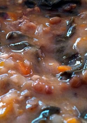 A picture of Rustic Sausage, Lentil and Swiss Chard Sauce.