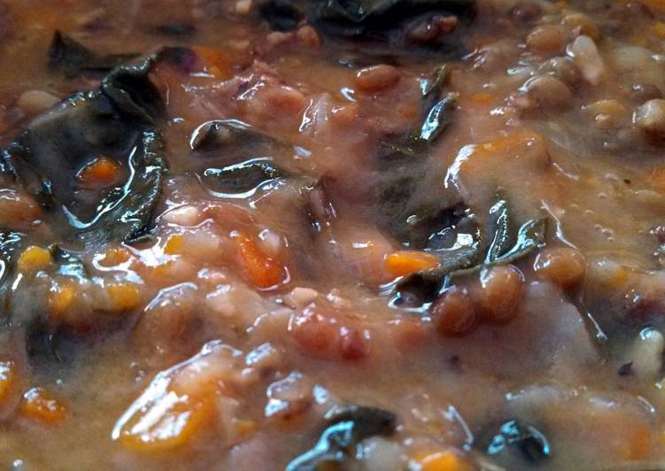 Recipe of Favorite Rustic Sausage, Lentil and Swiss Chard Sauce