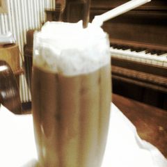 A picture of ice coffee latte.