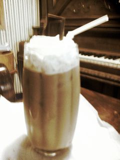 A picture of ice coffee latte.