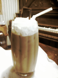 A picture of ice coffee latte.