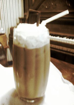 A picture of ice coffee latte.