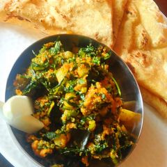 A picture of Muli ki subji with maize flour.