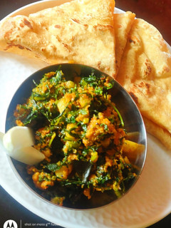 A picture of Muli ki subji with maize flour.