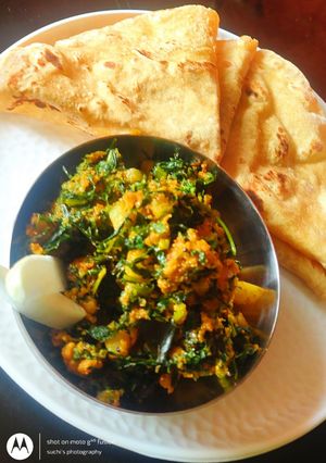 A picture of Muli ki subji with maize flour.
