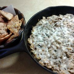 A picture of Roasted Brussell Sprout and Artichoke Garden Dip.