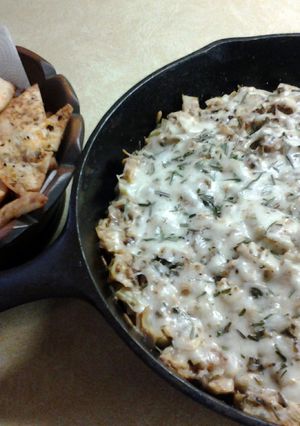 A picture of Roasted Brussell Sprout and Artichoke Garden Dip.