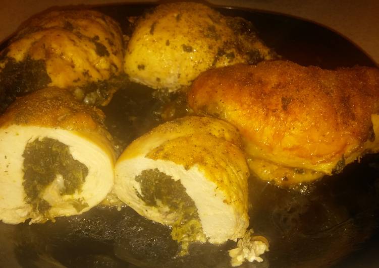 Roll Chicken breasts with Spinach and Mozzarella Cheese