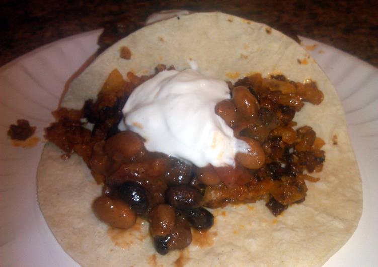 soy chorizo hash tacos