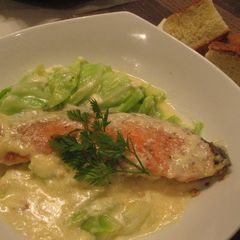 A picture of Easy Salmon and Cabbage with Cheese Cream Sauce.