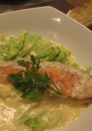 A picture of Easy Salmon and Cabbage with Cheese Cream Sauce.