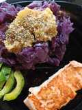 Menú completo de col lombarda y salmón