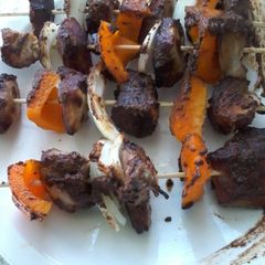 A picture of Asian inspaired kabobs.