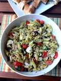 Cold Pasta Salad with Cherry Tomatoes, Pesto, and Mozzarella