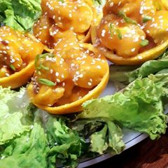 A picture of Chinese Orange chicken.