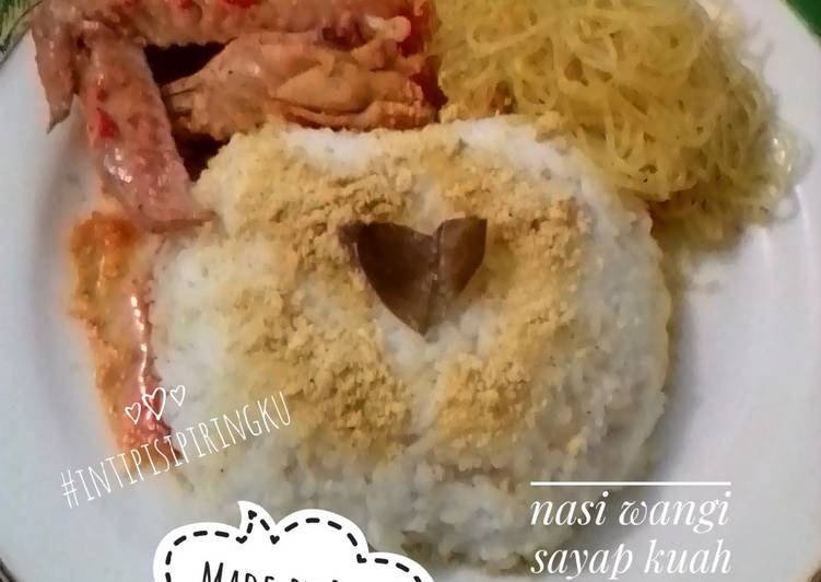 Nasi wangi sayap kuah merah bihun kuning #menuku