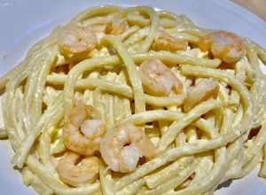 Une photo de Pâtes scampis crème