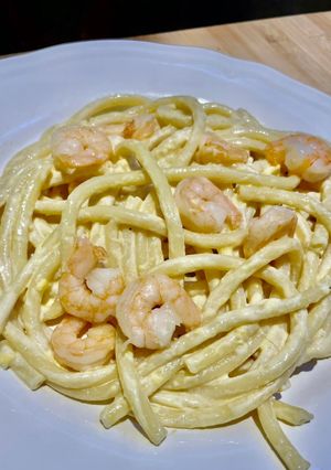 Une photo de Pâtes scampis crème
