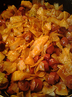 A picture of Hotdog and cabbage Okazu.
